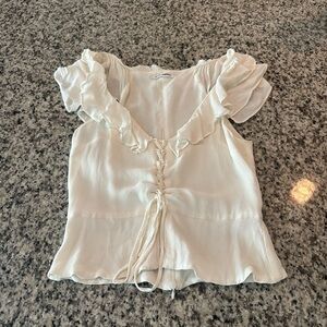 Reformation Flutter Sleeve White Top